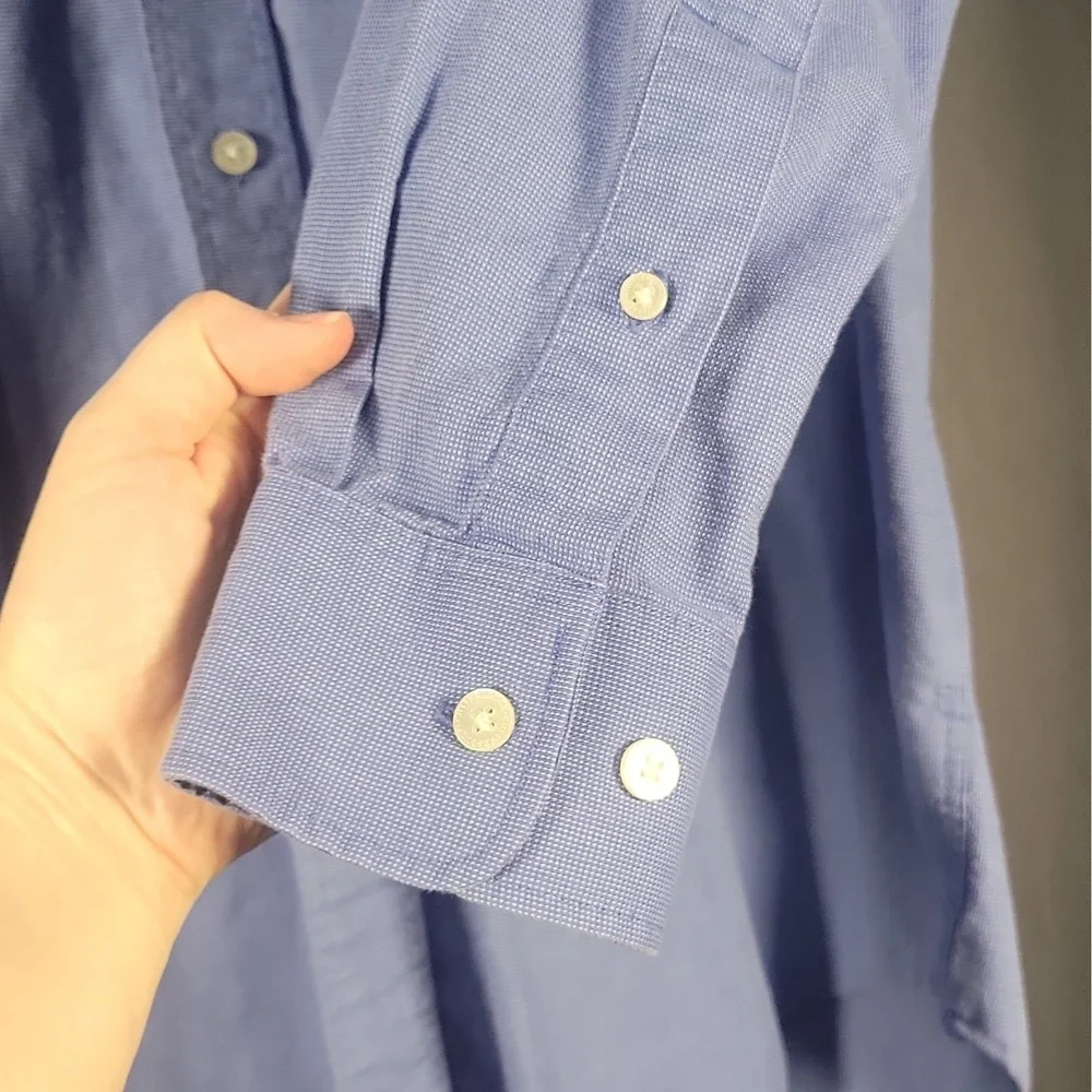 Cutter & Buck Men's LT Blue Solid Woven Cotton Button-Down Shirt Pockets - Picture 5 of 16
